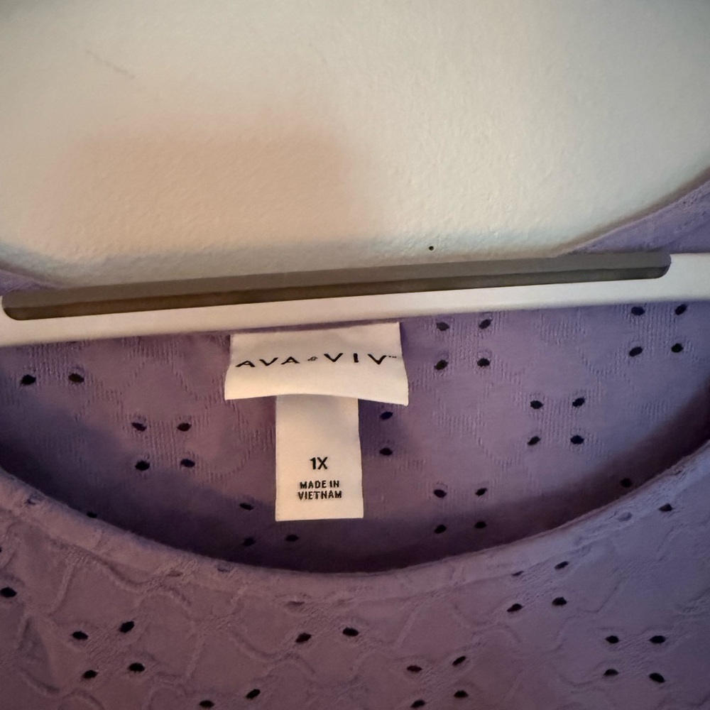Ava & Viv Balloon Sleeve Purple Blouse - Picture 4 of 5